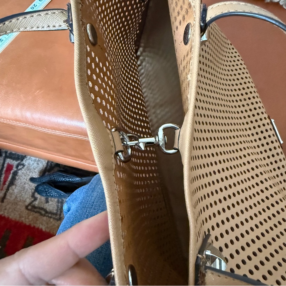 Tan Perforated Tote Bag - Picture 3 of 9